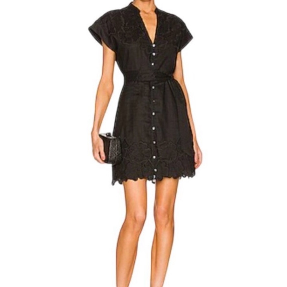 Veronica Beard Black Button-Down Mini Dress
